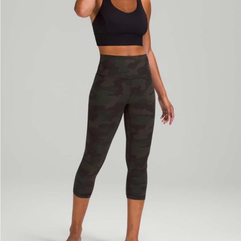 Lululemon Align High-Rise Crop 21” camo, dark olive multi Leggings Sz 10